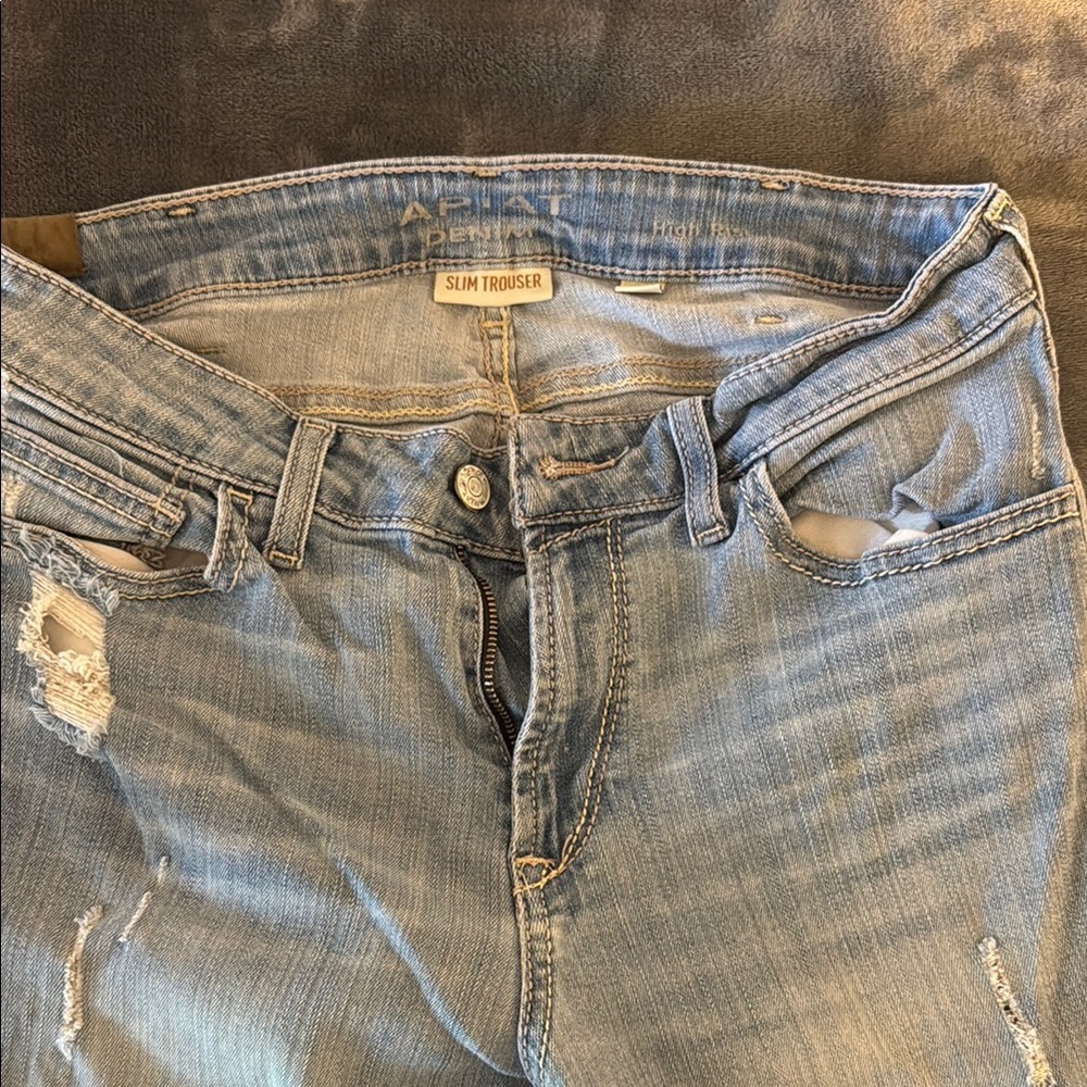 Denim Slim Trousers by [Ariat] - Light Blue